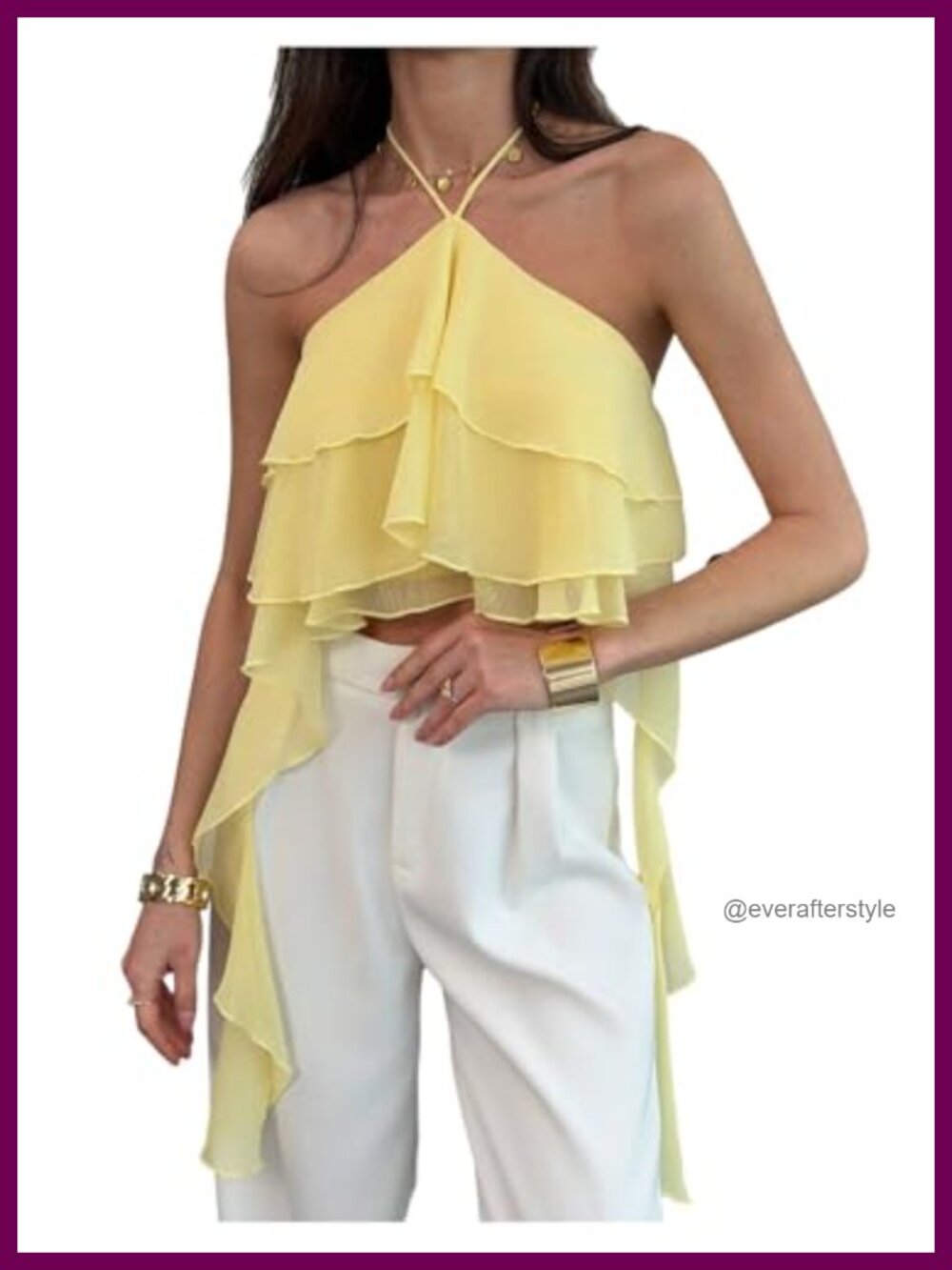 Ruffle Halter Tank Top Cute Flowy Y2k Going Out Crop Top